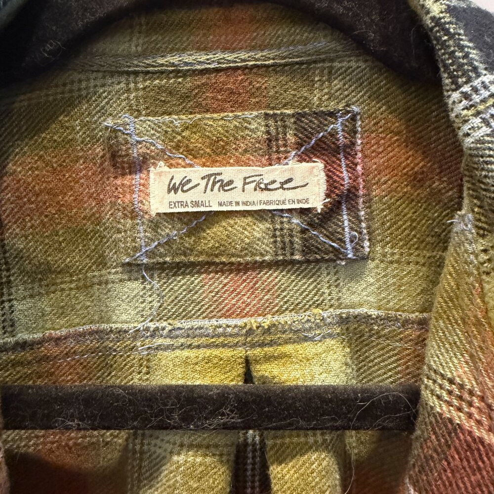 We The Free Womens Large Olive Plaid Oversized Cargo Snap Shirt/Jacket XS - Picture 2 of 6